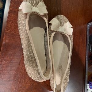 Zara Gold Glitter Flats with Bow